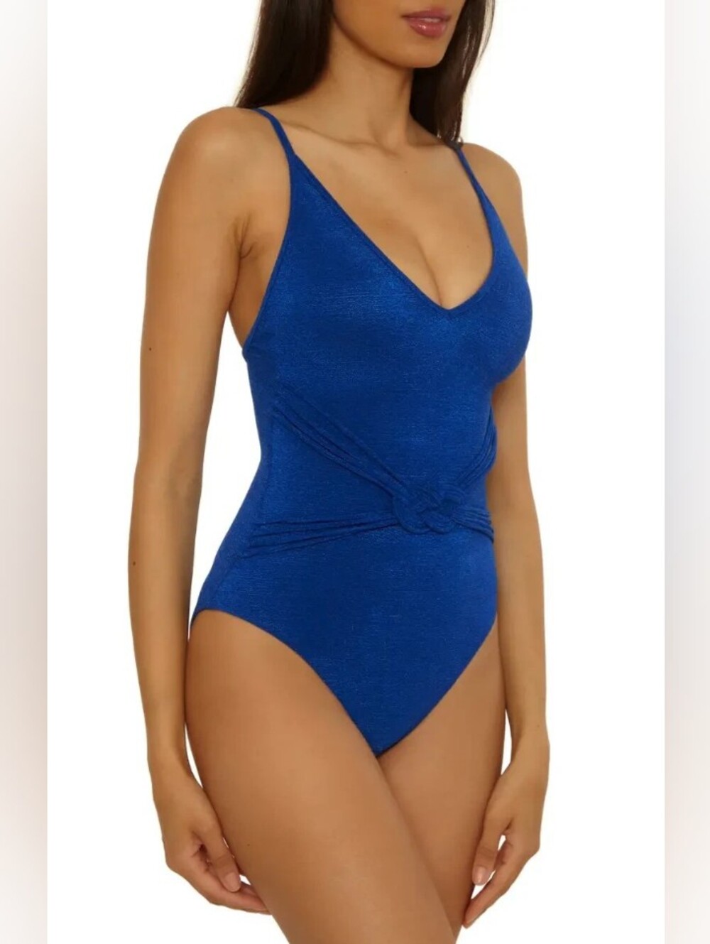 NWT Trina Turk Crepe Wrap One Piece Swimsuit Indigo Women's Beautiful Waist ๐ - Picture 2 of 6